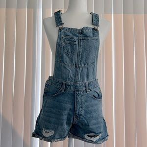 H&M Denim Distressed Overalls Shorts size 6